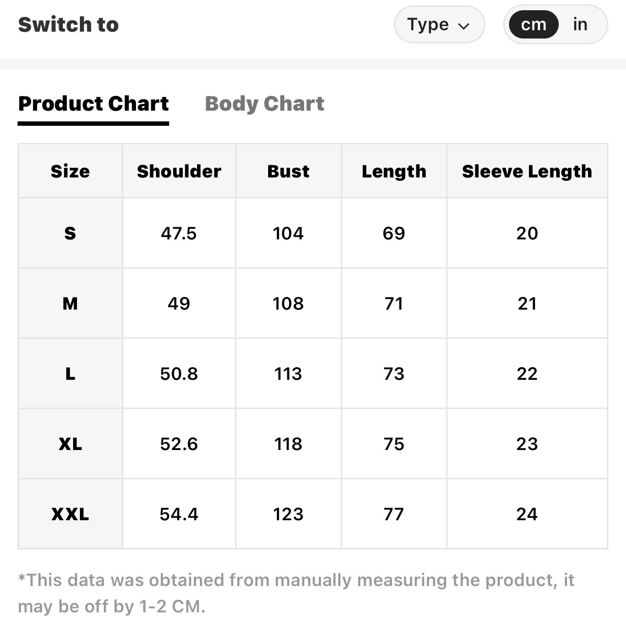 Size Chart